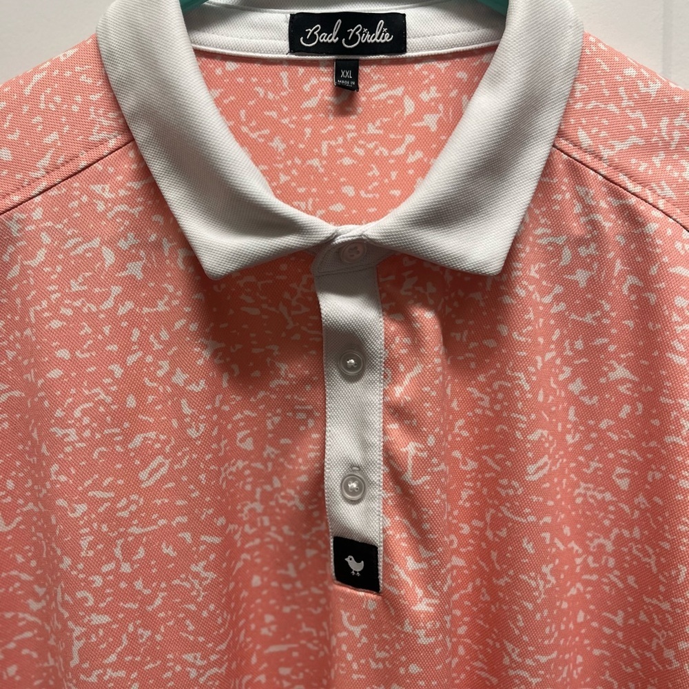 Bad Birdie men’s polo XXL Peach with all over splatter print - Picture 3 of 10
